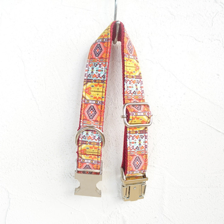 Bohemian Cat & Dog Collar with Bell – Adjustable Polyester Collar with D-Ring | XS–XL