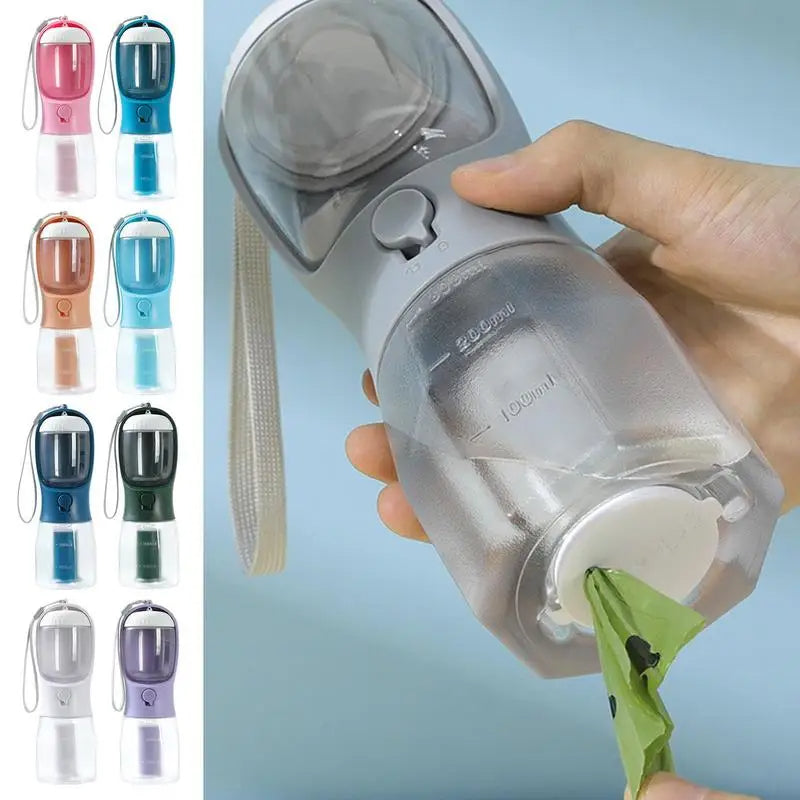 3-in-1 Portable Pet Bottle | Water, Food & Waste Bags | 9 Colours (BestSeller)
