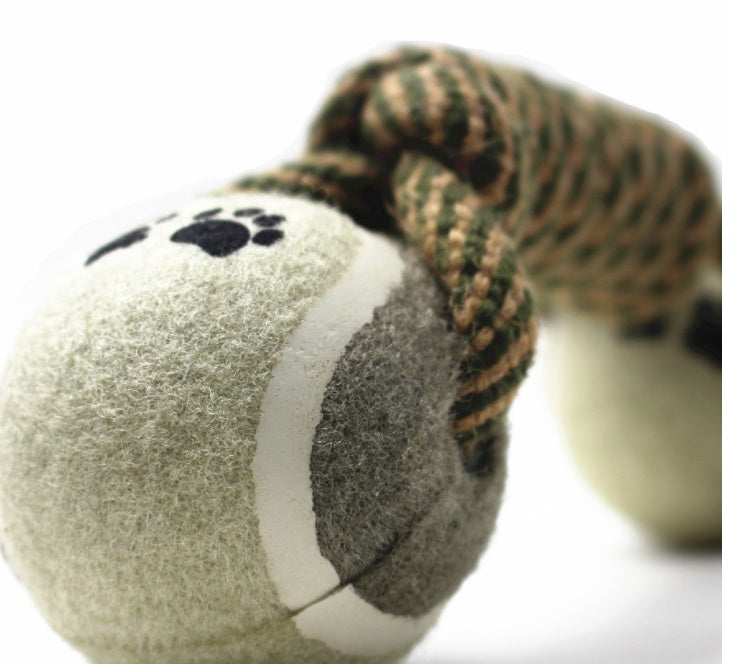 Cotton Rope Tennis Dumbbell Dog Toy - Tug, Fetch & Chew