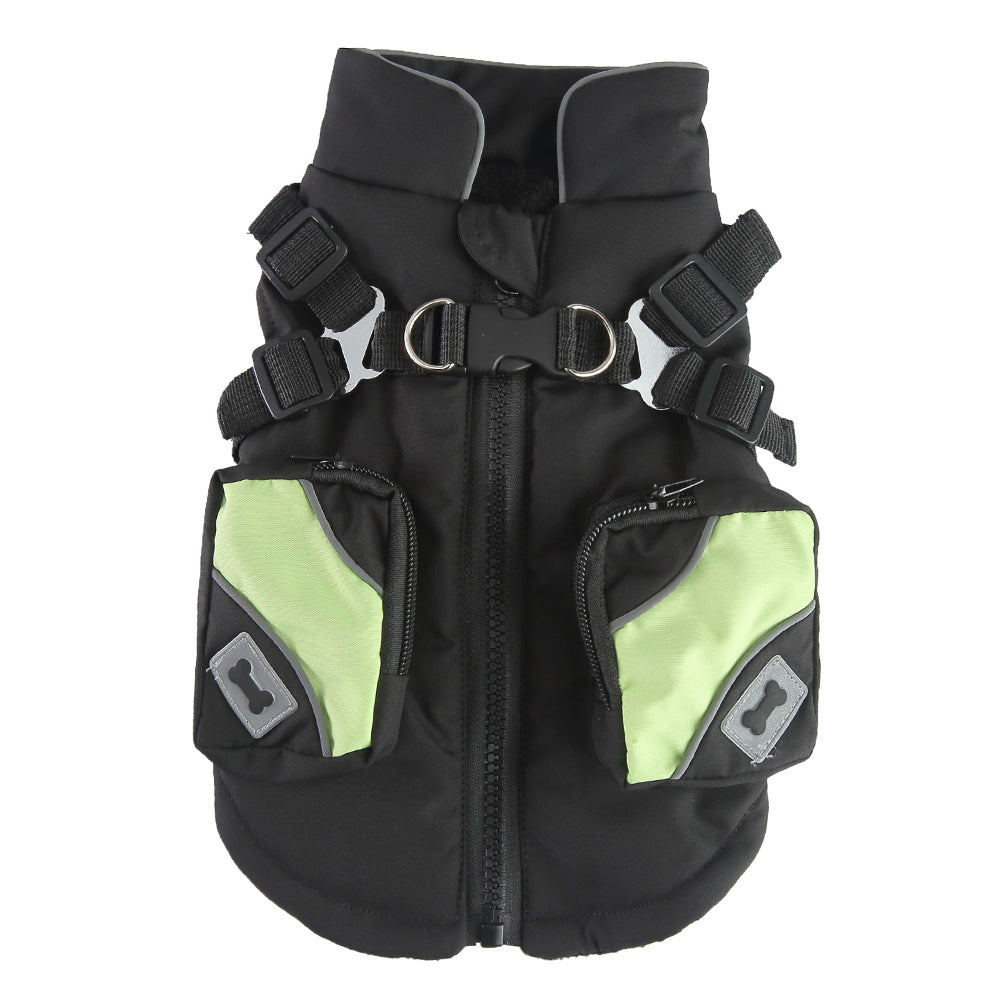 BellyRub Padded Dog Jacket with Harness Clip | For Dogs - Hooded & Non Hooded Options (Red, Army Green, Blue, Black)