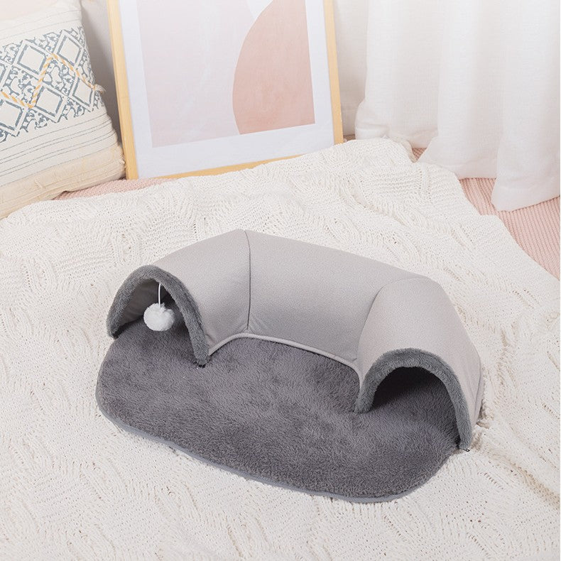 Plush Cat Tunnel Nest - Cosy Autumn & Winter Hideaway