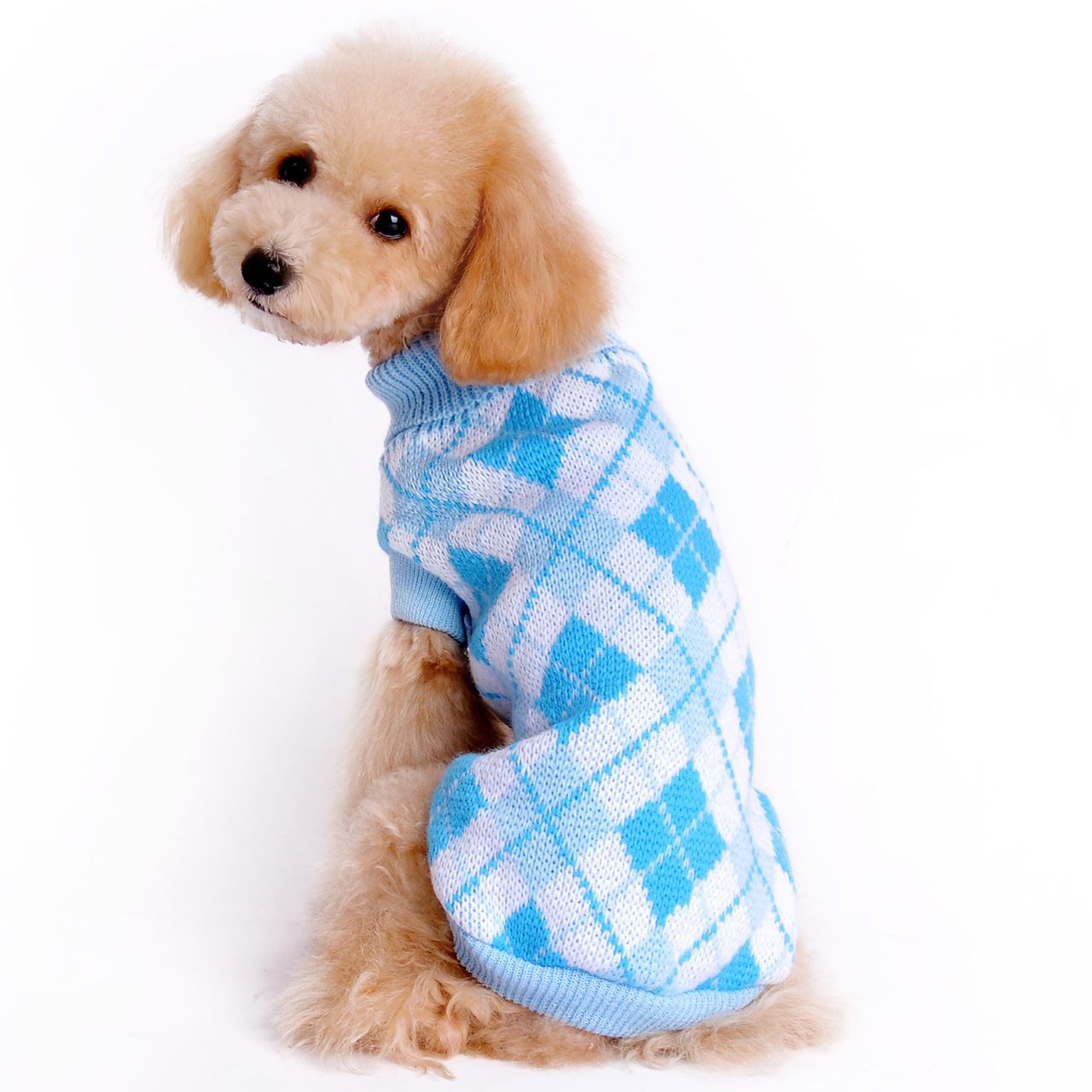 Geometric Diamond Knitted Dog & Cat Sweater - Round Neck Autumn & Winter