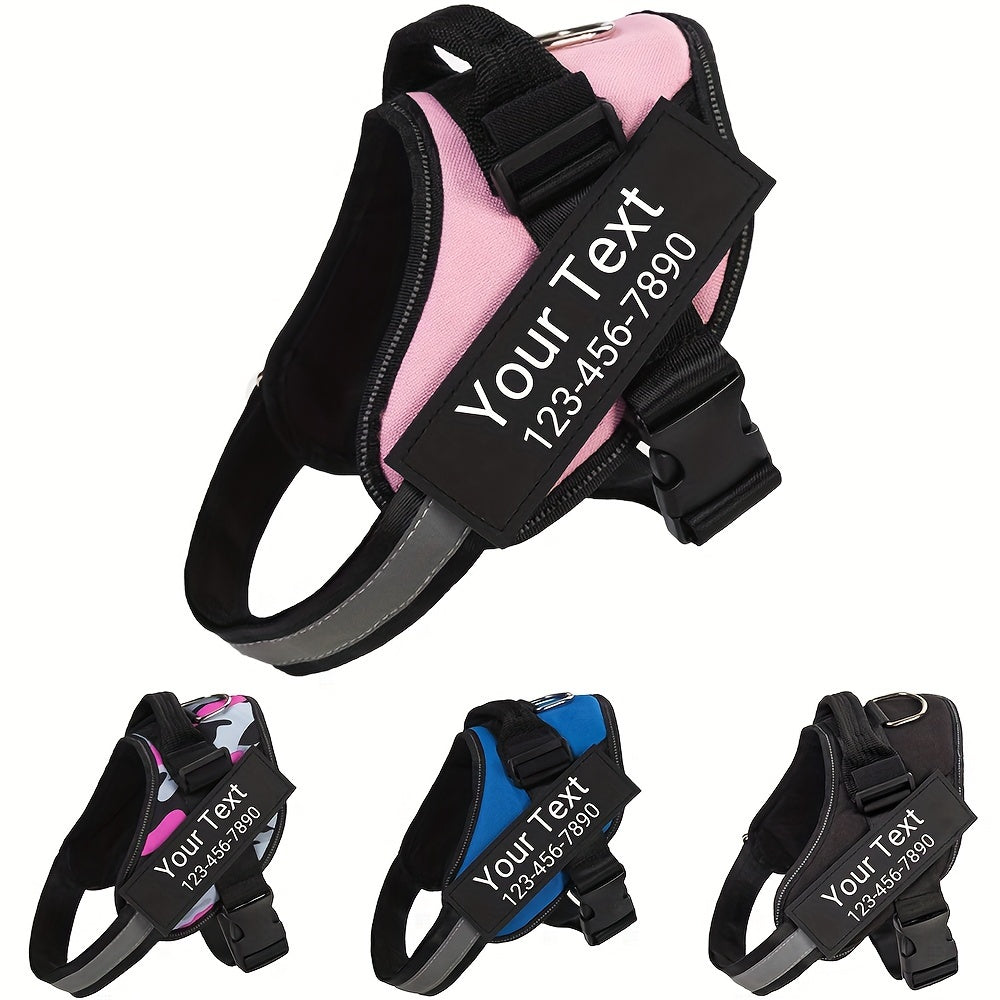 Custom Personalised Camouflage Dog Harness - Reflective Strip, Machine Washable, S-L