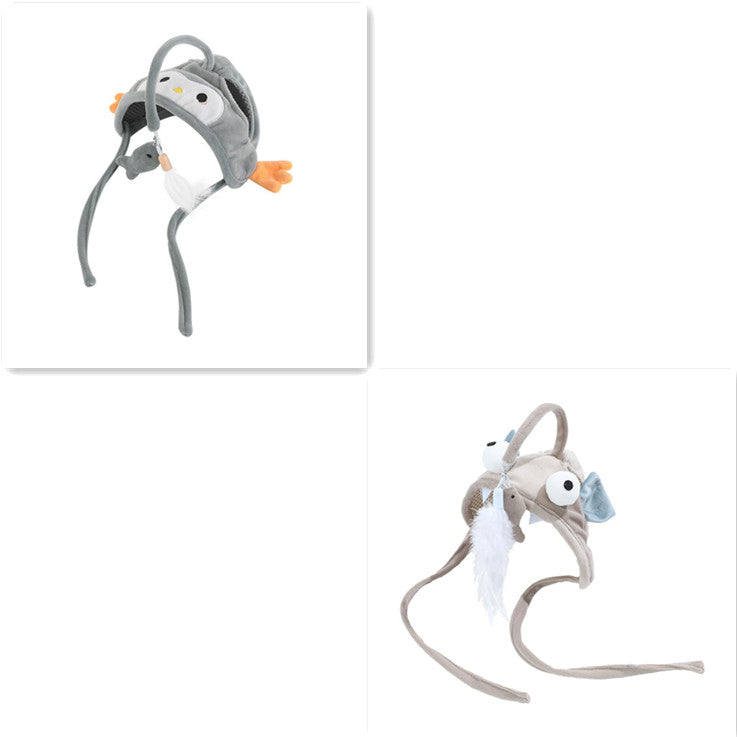Head-Mounted Feather Cat Wand Toy - Hands-Free Interactive Play