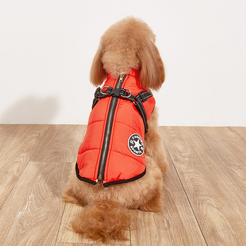 Reflective Dog Fashion Hoodie | Fleece-Lined Cotton Jacket