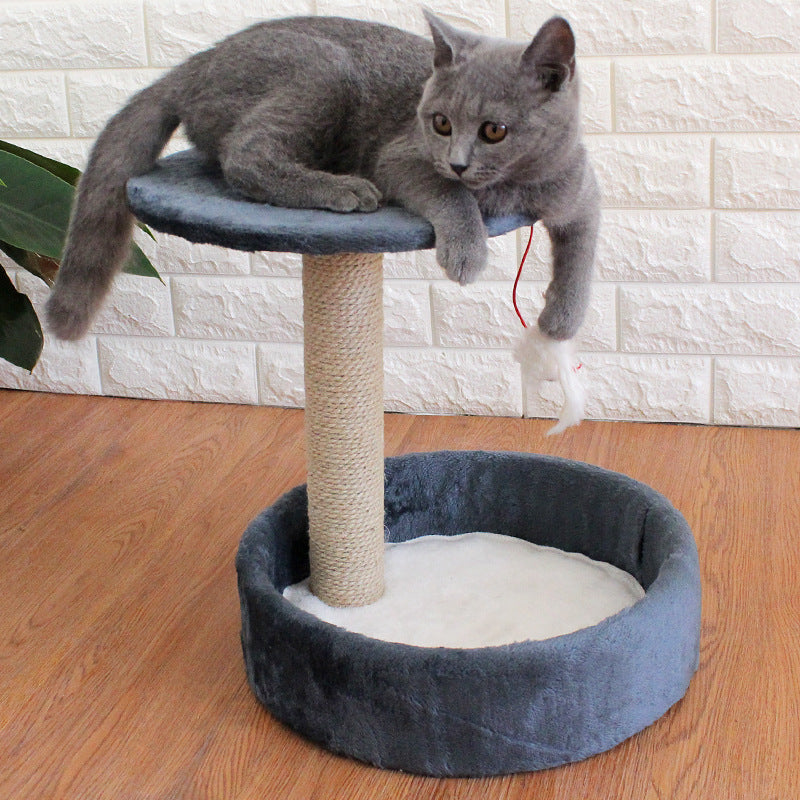 Small Sisal Cat Tree with Cave & Jumping Platform – All-Season Cat House | 5 Colours