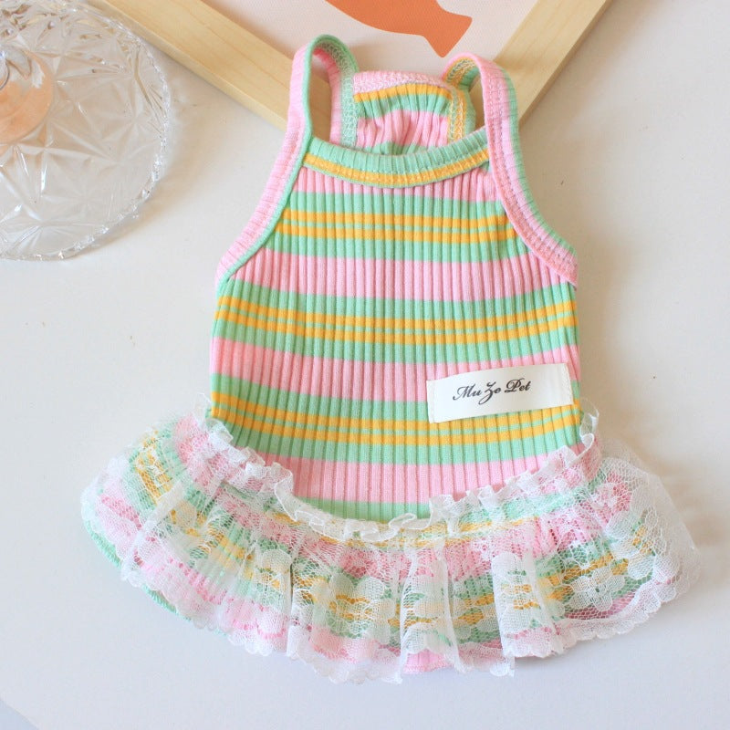 Lace Stripe Princess Dress Vest for Dogs & Cats