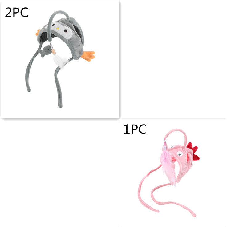 Head-Mounted Feather Cat Wand Toy - Hands-Free Interactive Play