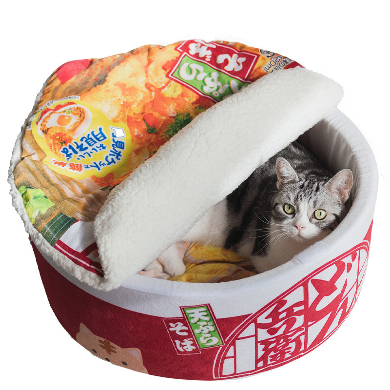 Ramen Cat Bed | Plush Novelty Nest | S & L