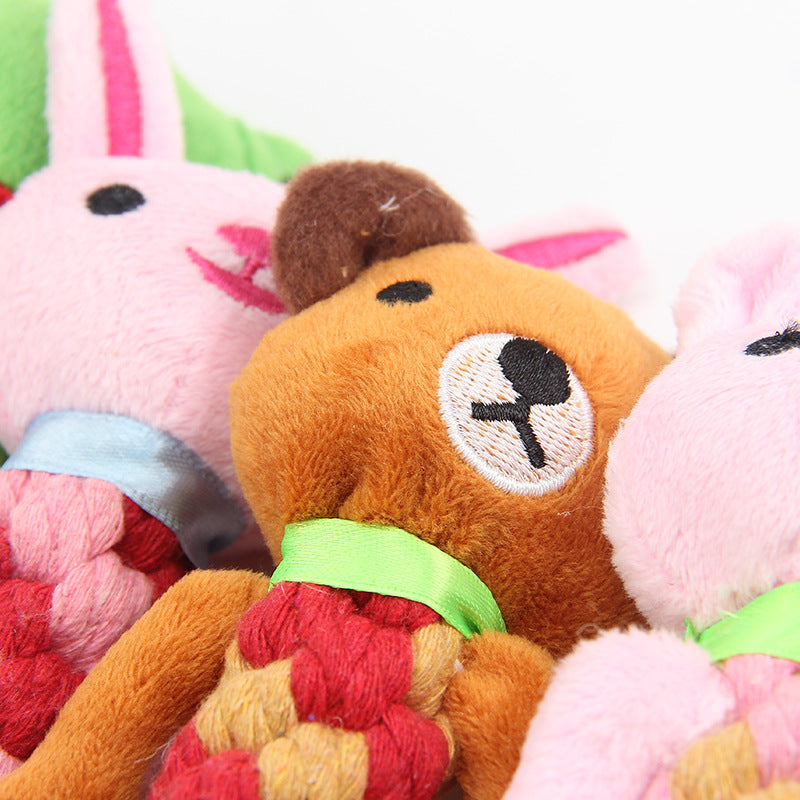 Cute Character Plush Squeaky Molar Dog Toy - 8 Designs
