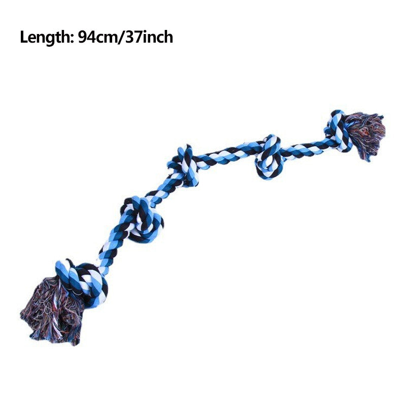 XXL Indestructible Cotton Rope Dog Toy – 5-Knot Tug & Chew Toy for Large Dogs | 36 Inch | Multicolour & Blue