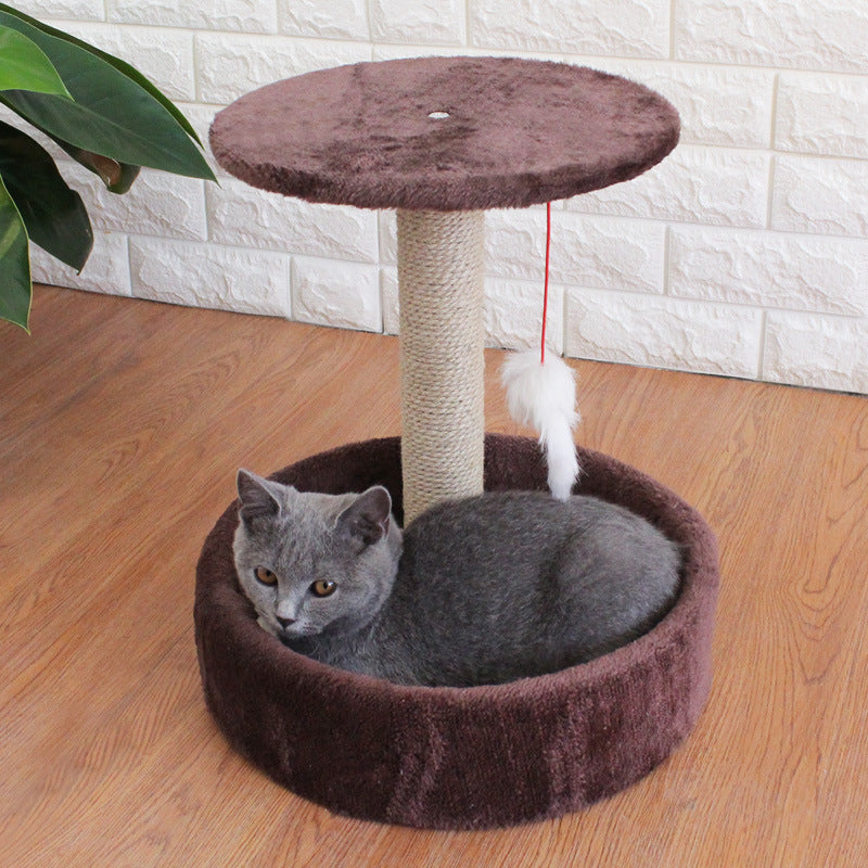 Small Sisal Cat Tree with Cave & Jumping Platform – All-Season Cat House | 5 Colours