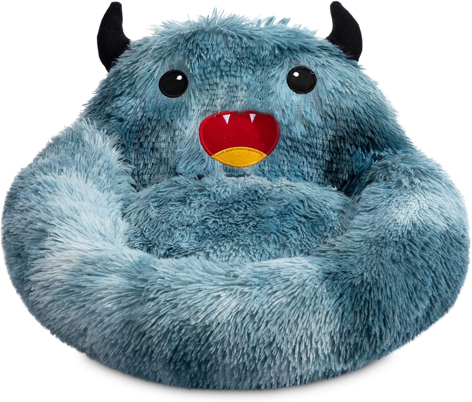Faux Fur Donut Pet Bed - Luxury Round Nest for Cats & Dogs(Blue OR red)