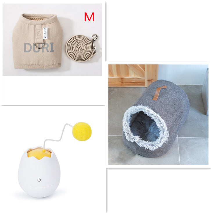 Interactive ABS & Cotton Ball Cat Teaser Toy - 3 Colours