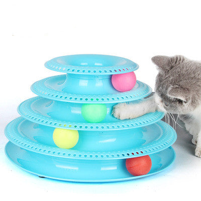4-Layer Cat Ball Tower Track Toy - Interactive Rolling Ball Turntable