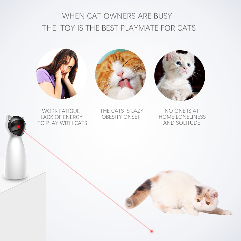 Smart Automatic LED Laser Cat Toy - 5 Rotation Ranges, USB Rechargeable