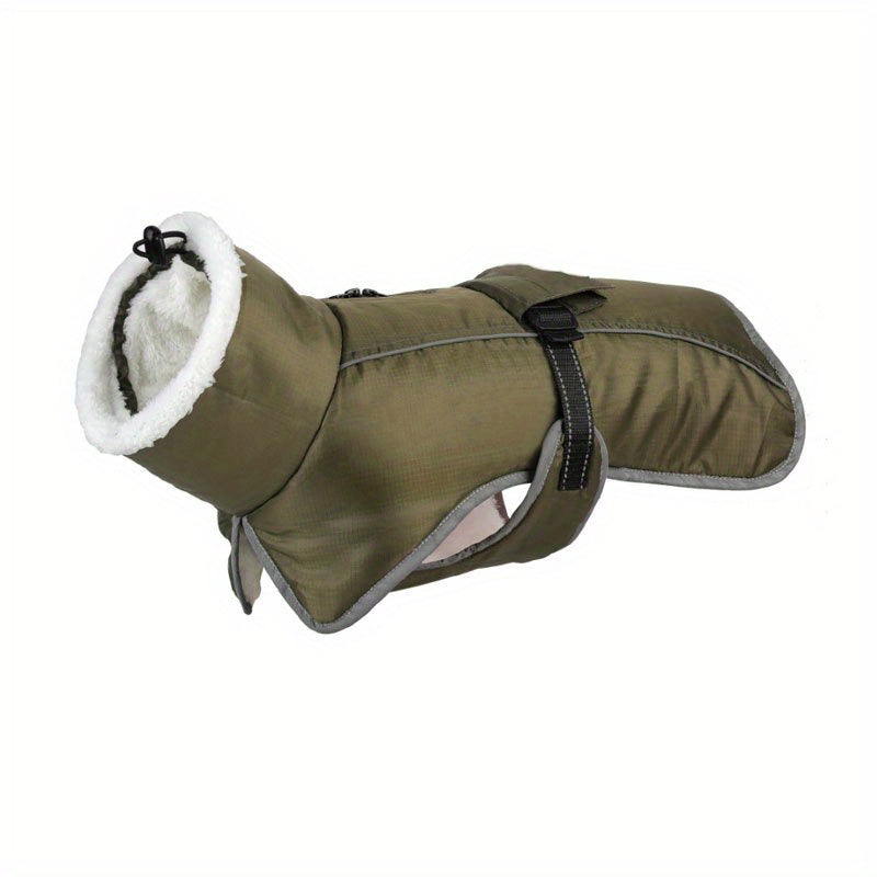 Waterproof Fleece Dog Coat – Windproof Winter Jacket with Turtleneck & Leash Hole | S–3XL