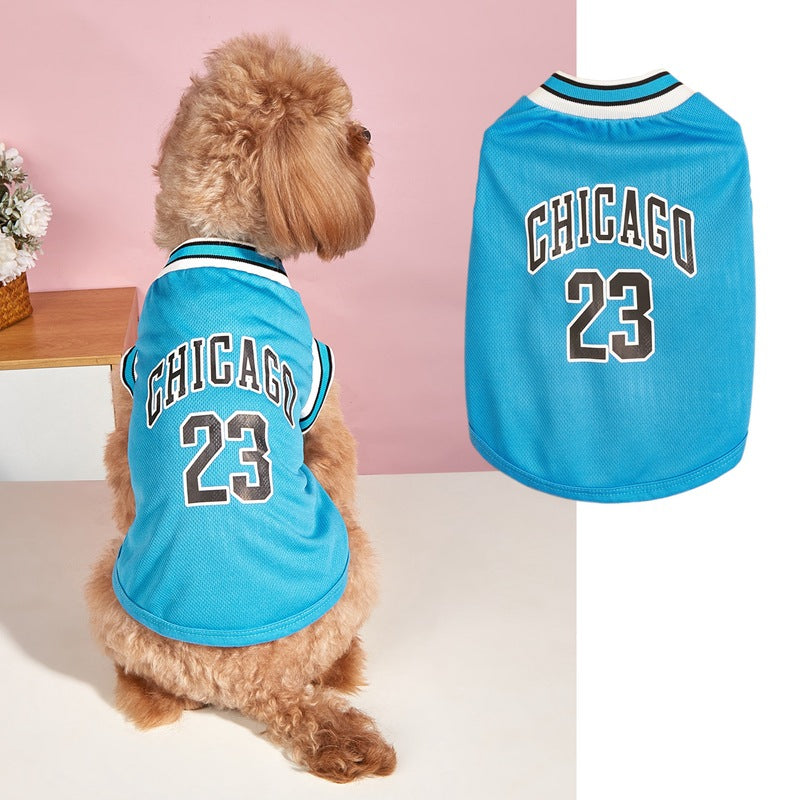 Chicago Basketball Jersey Dog Vest - Mesh Sports Shirt for Dogs