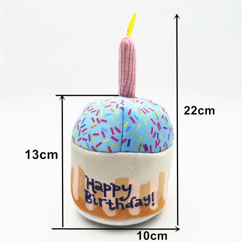 Dog Birthday Cake Plush Toy Set - Squeaky & Soft (Multi Set OR Single Item Option)