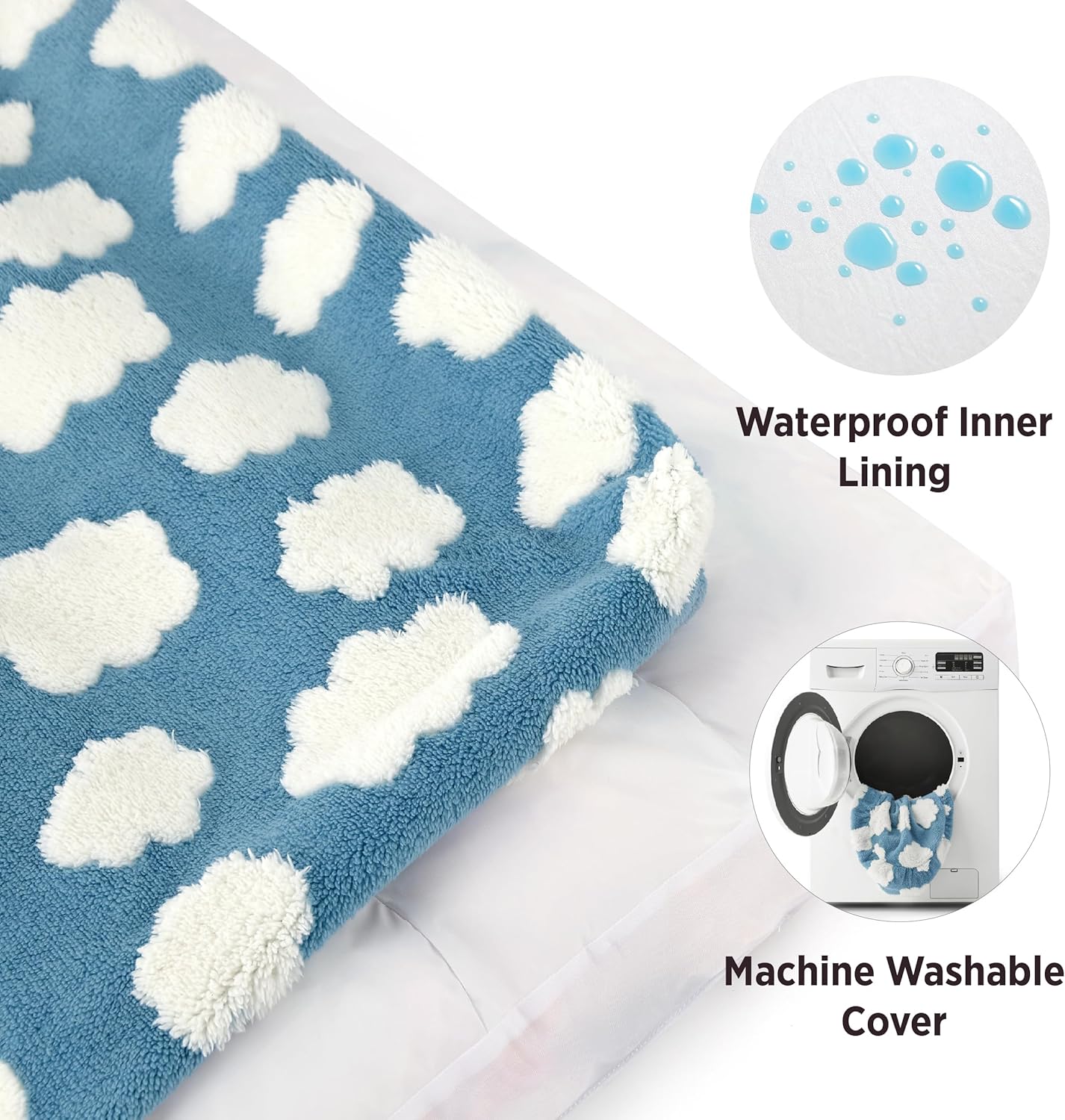 Themed Foam Dog Bed with Removable Washable Cover (Blue/Green    Flowers/Clouds)