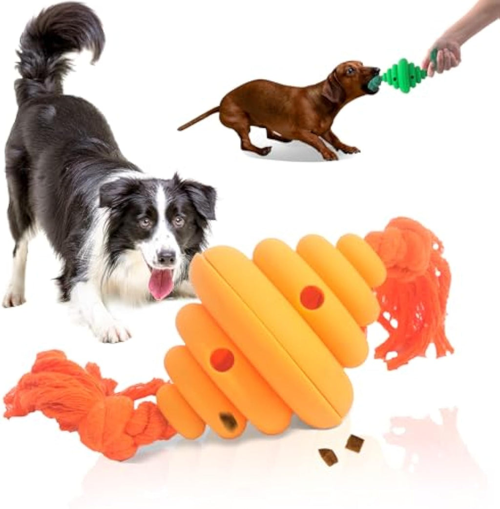Rope Ball Treat Dispensing Dog Toy (Yellow OR Green)