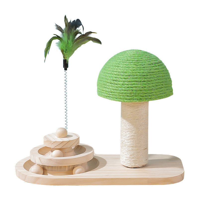 Cat Scratching Post Tree with Sisal Balls & Mushroom Turntable