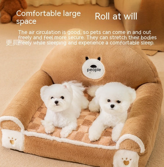 Teddy Bear Corduroy Sofa Bed for Cats & Dogs