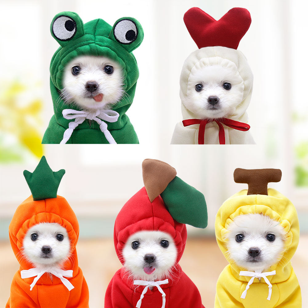 Cute Fruit Print Dog Hoodie - Warm Fleece Winter Coat