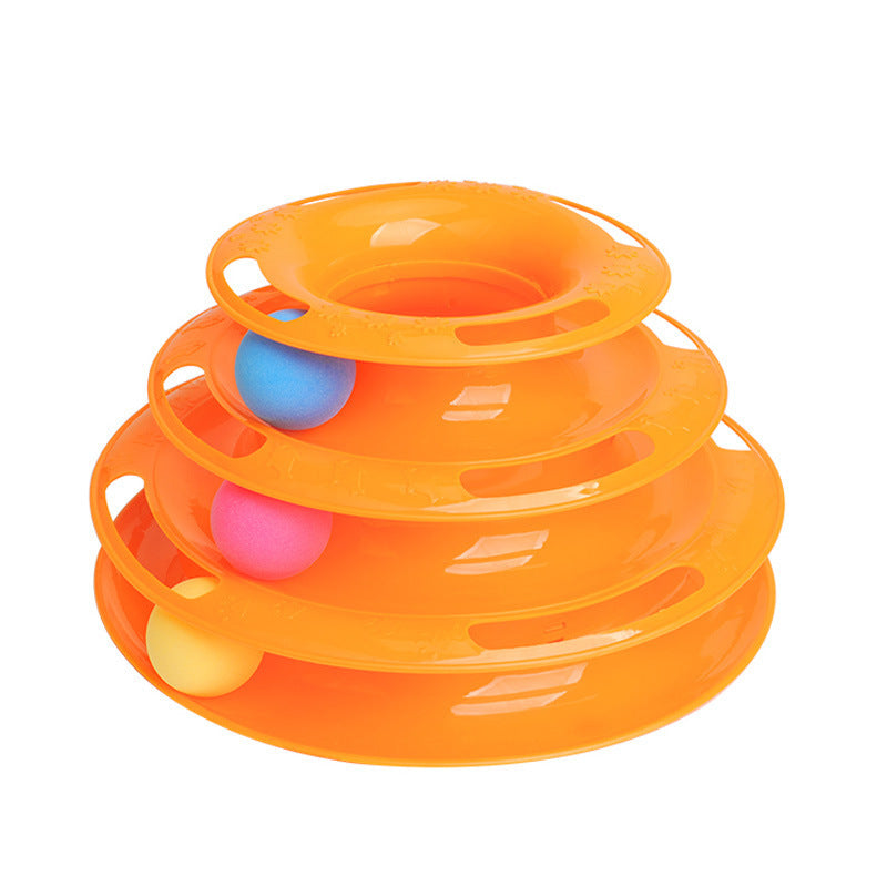 4-Layer Cat Ball Tower Track Toy - Interactive Rolling Ball Turntable