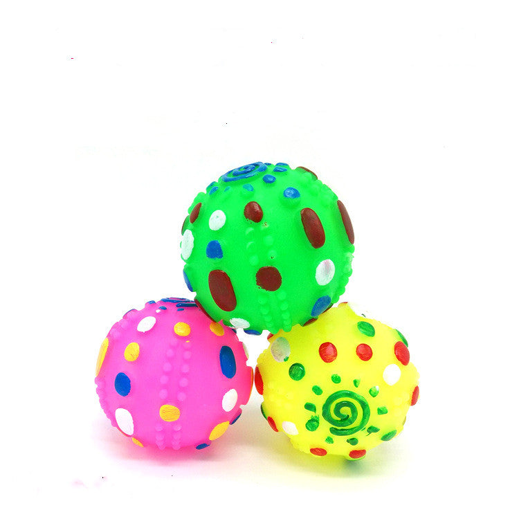 Novelty Vinyl Squeaky Dog Toy Ball - 5 Fun Designs