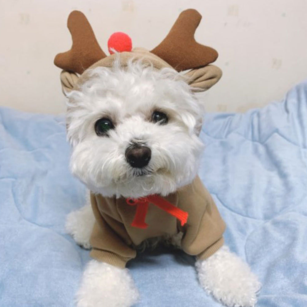 Christmas Hooded Pet Sweater - Elk & Fruit Style Designs