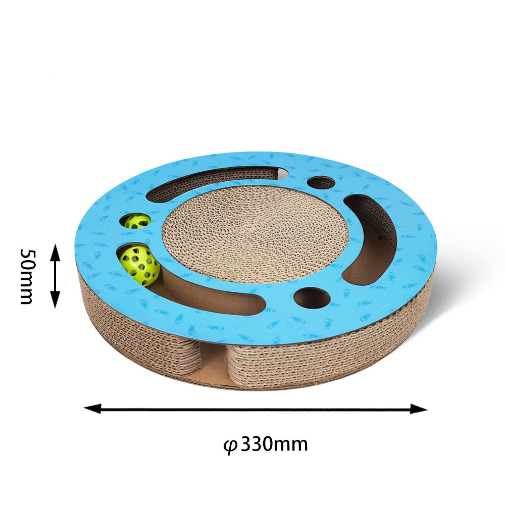 FlatCat Scratching Board | Corrugated Paper Claw Grinder | Blue & Wood