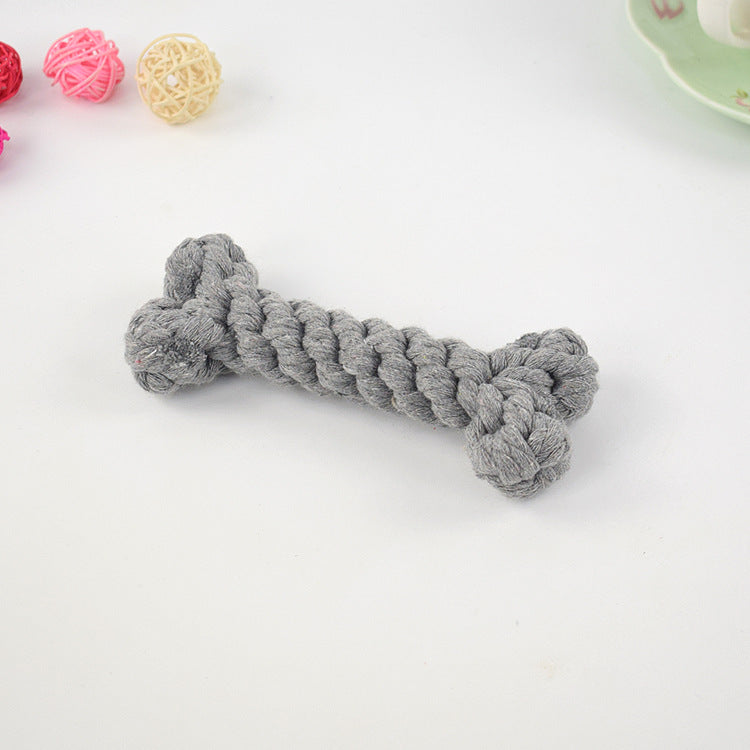 Rope Bone Knot Dog Toy – Bite-Resistant Chew Toy | 15cm | Red, Grey, Yellow, Blue & Brown