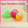 1pc Assorted Varieties Teeth Pattern Dog Chew Ball Toy, Tough Squeaky Dog Grinding Teeth Toy, Dog Chew Toy, Dog Chew Ball, Dog Chewing Toy, Dog Chewing Ball, Dog Toys, Without Battery