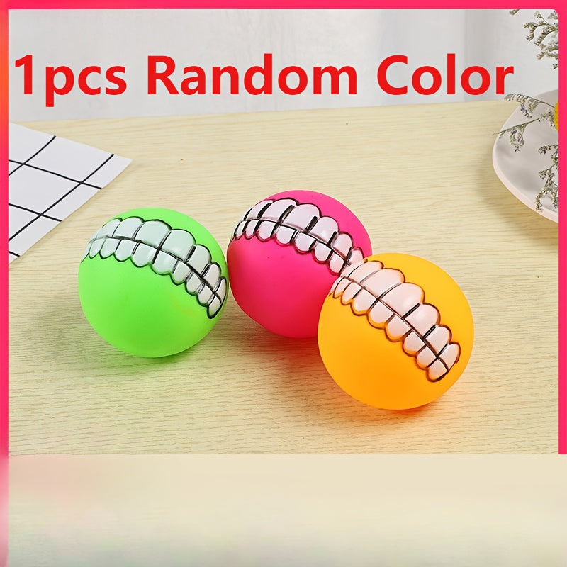 1pc Assorted Varieties Teeth Pattern Dog Chew Ball Toy, Tough Squeaky Dog Grinding Teeth Toy, Dog Chew Toy, Dog Chew Ball, Dog Chewing Toy, Dog Chewing Ball, Dog Toys, Without Battery