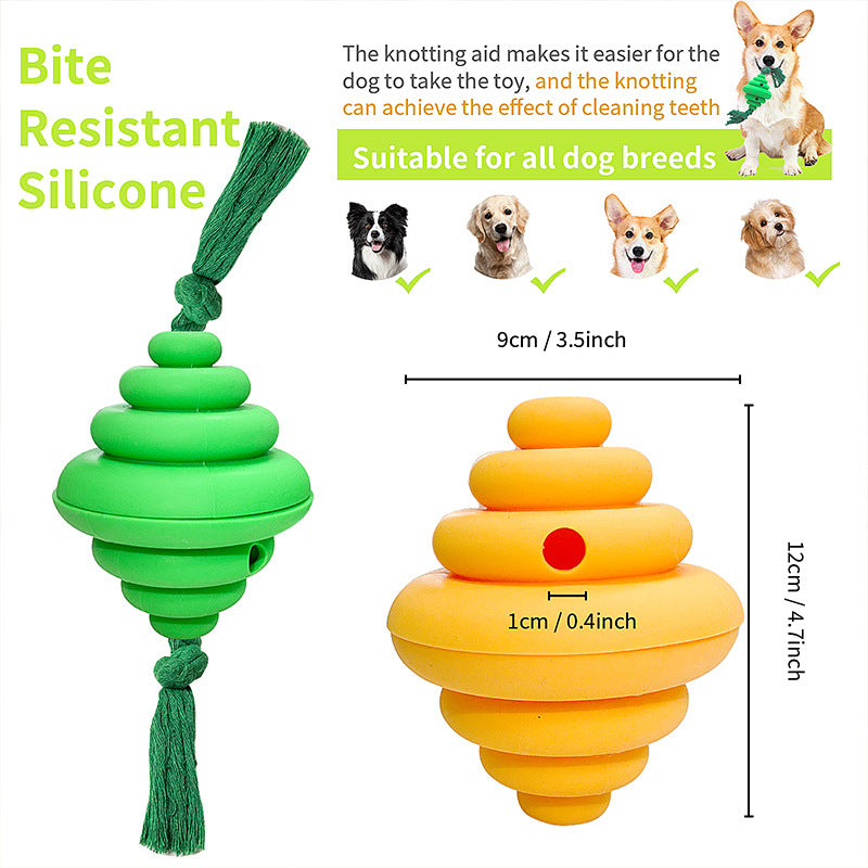 Rope Ball Treat Dispensing Dog Toy (Yellow OR Green)