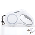 PUGGA - LED Retractable Dog Lead with Light – 5m Extending Lead with USB Charging | White & Black