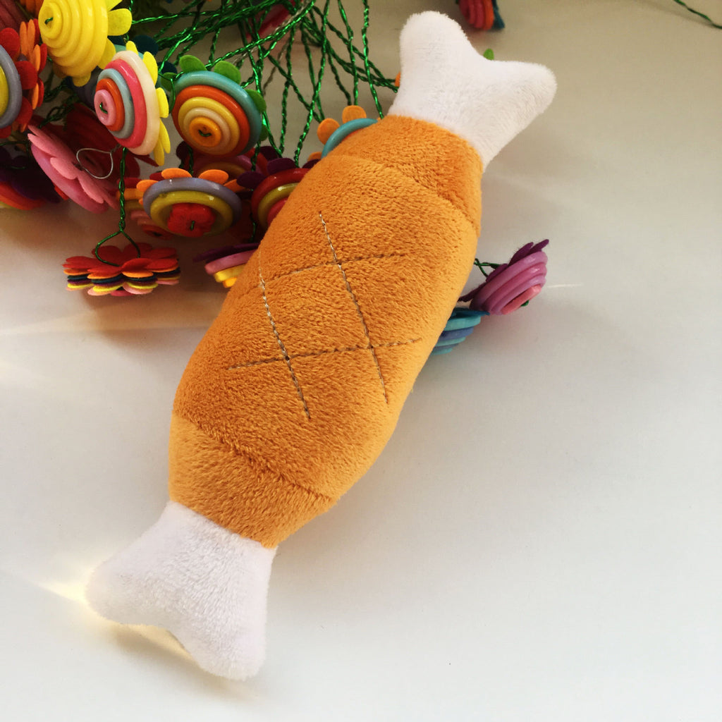 Plush Chicken Leg & Bone Squeaky Dog Molar Toy