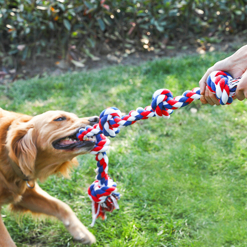 XXL Indestructible Cotton Rope Dog Toy – 5-Knot Tug & Chew Toy for Large Dogs | 36 Inch | Multicolour & Blue