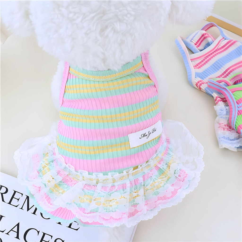 Lace Stripe Princess Dress Vest for Dogs & Cats