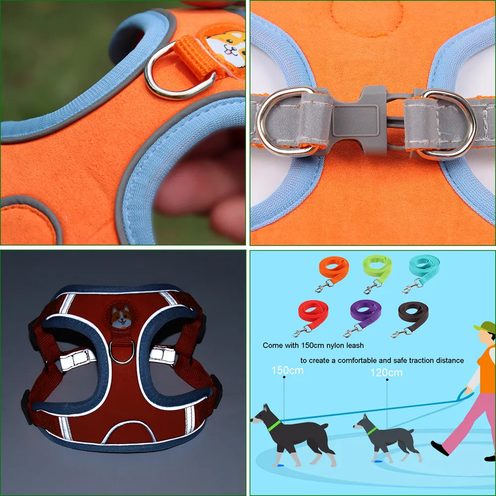 ColorPup - No Pull Dog Harness & Lead Set – Reflective Mesh Vest | 6 Colours | S–XL
