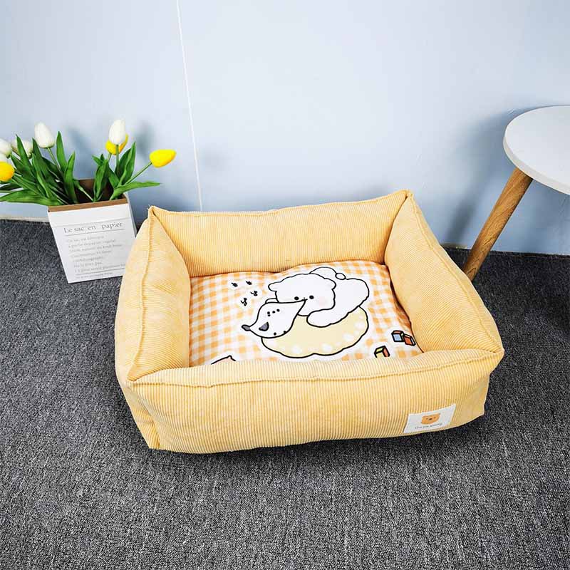 BellyRub Printed Square Pet Mat | Warm Fabric Bed for Dogs & Cats