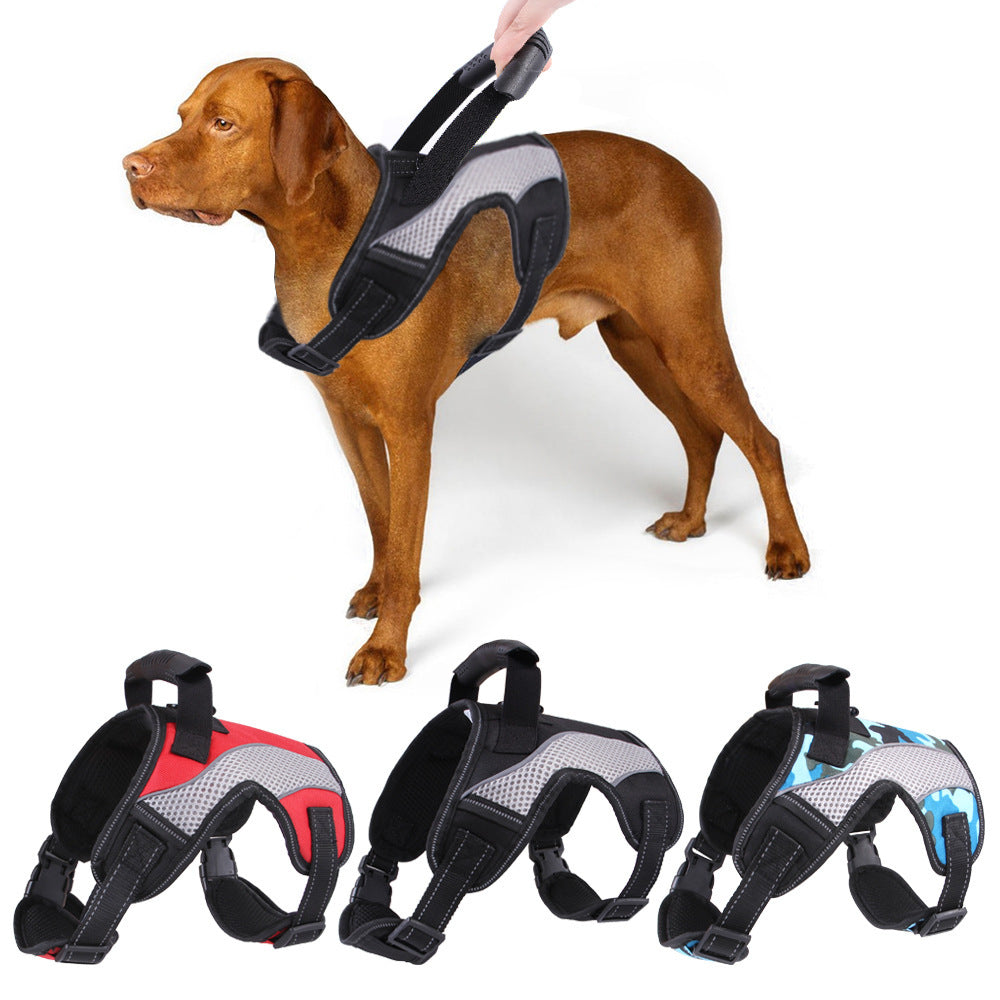 Premium Anti-Pull Harness – Medium to Large Dogs | Bright Red, Black & Camouflage Blue | S–XL