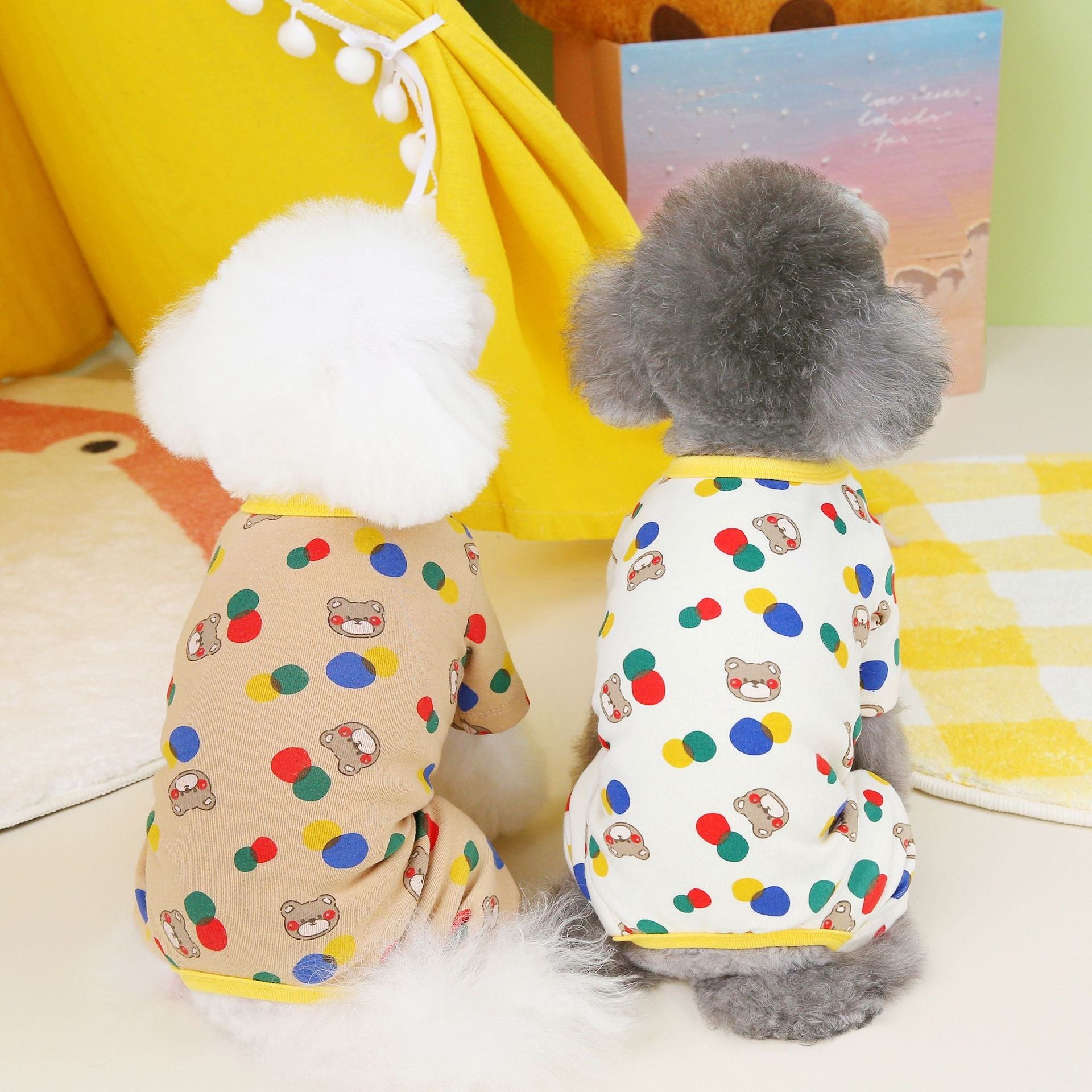 Colourful Ball Bear Dog Jumper - Soft Cotton & Spandex Blend
