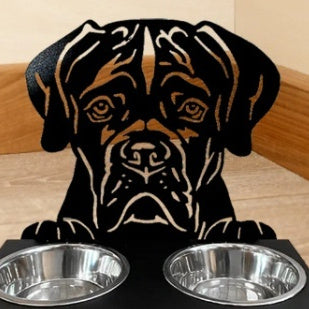 Personalised Dog Food Bowl Rack - Custom Name, Wrought Iron, 33x17cm
