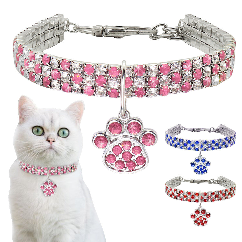 Red Diamond Pet Collar – Elastic Necklace Style for Dogs & Cats | White, Pink & Red | S, M & L