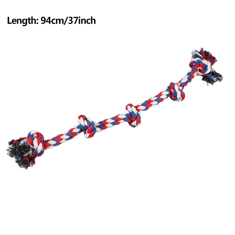 XXL Indestructible Cotton Rope Dog Toy – 5-Knot Tug & Chew Toy for Large Dogs | 36 Inch | Multicolour & Blue