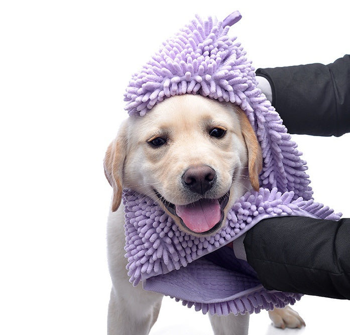 Chenille Pet Bath Towel - Soft & Absorbent for Dogs & Cats