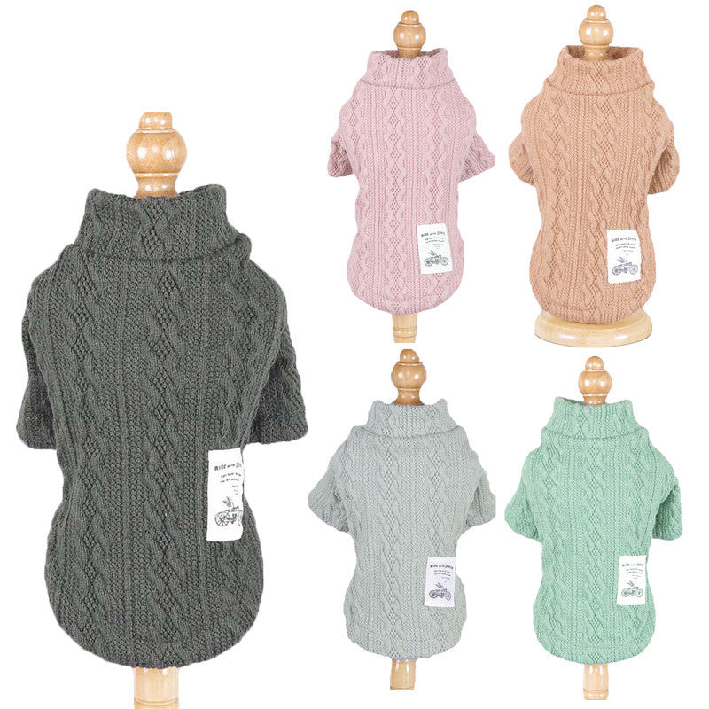 Pure Colour Knitted Dog Sweater - Acrylic Autumn & Winter Essential