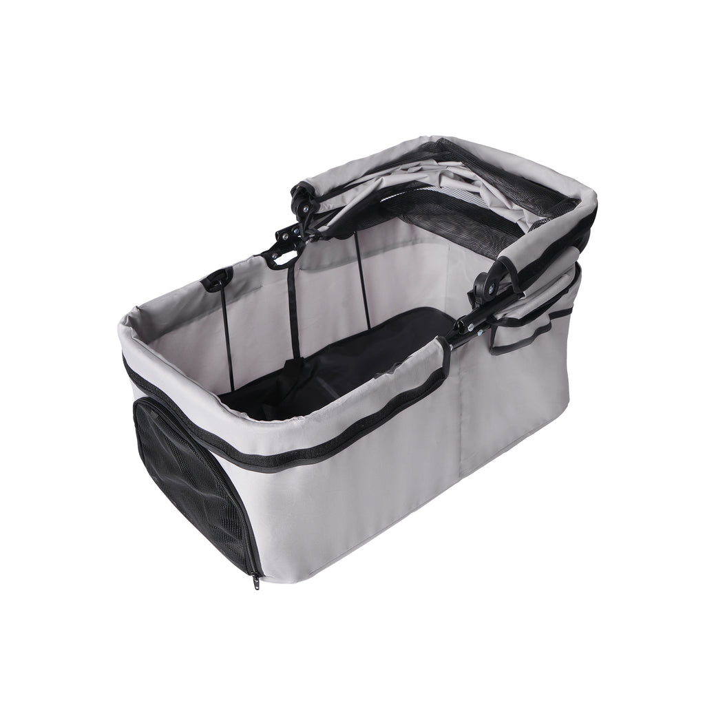 4-Wheel Foldable Pet Stroller For Small Dogs & Cats - 360 Rotating Wheels, Detachable Carrier & Travel Bag Included
